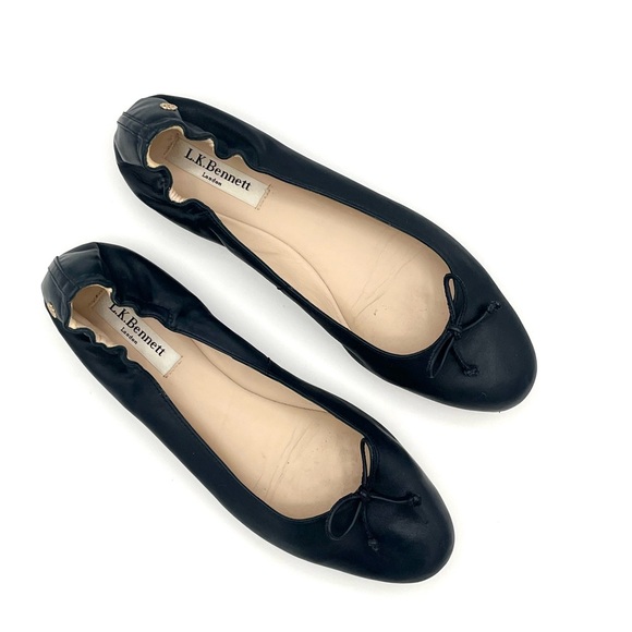 L.K Bennett Thea leather ballet flats Navy blue minimalist slip on shoes size 8 - Picture 7 of 13